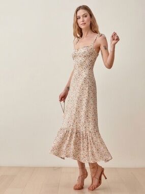 Reformation Nikita Midi Dress Ronan Floral Size 0 Cottagecore Spring Summer